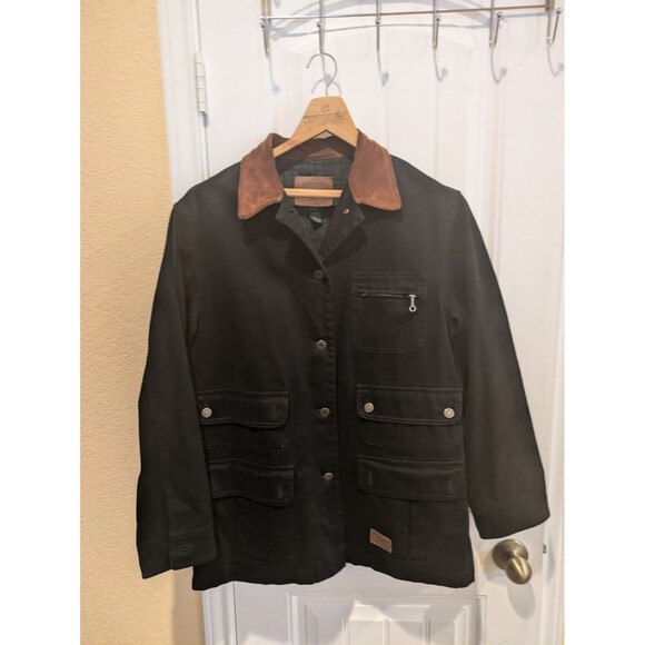 Ralph Lauren L Hunting Jacket Black RRL Utility Polo Leather Chore Western - Picture 2 of 11